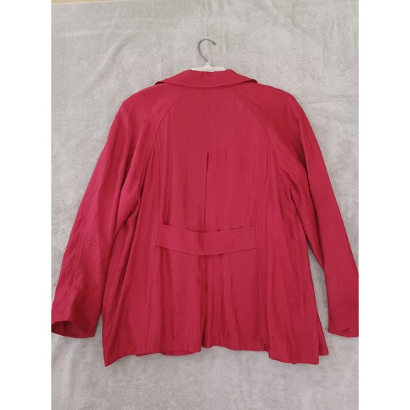 Chicos Sz 2‎ / Lg Light Blazer Red Sheen Open Front Office Evening Long Sleeve - Picture 6 of 8